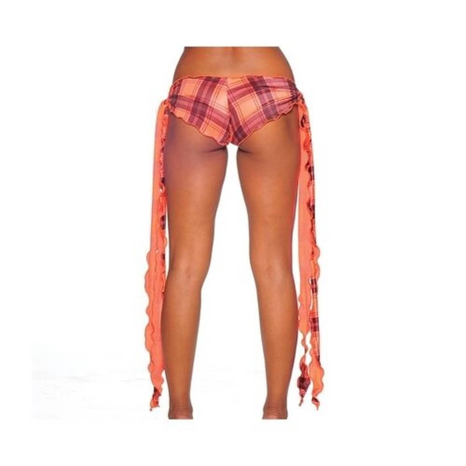 Bodyzone‎ Sexy Ribbon Tie Shorts Plaid Print NWT