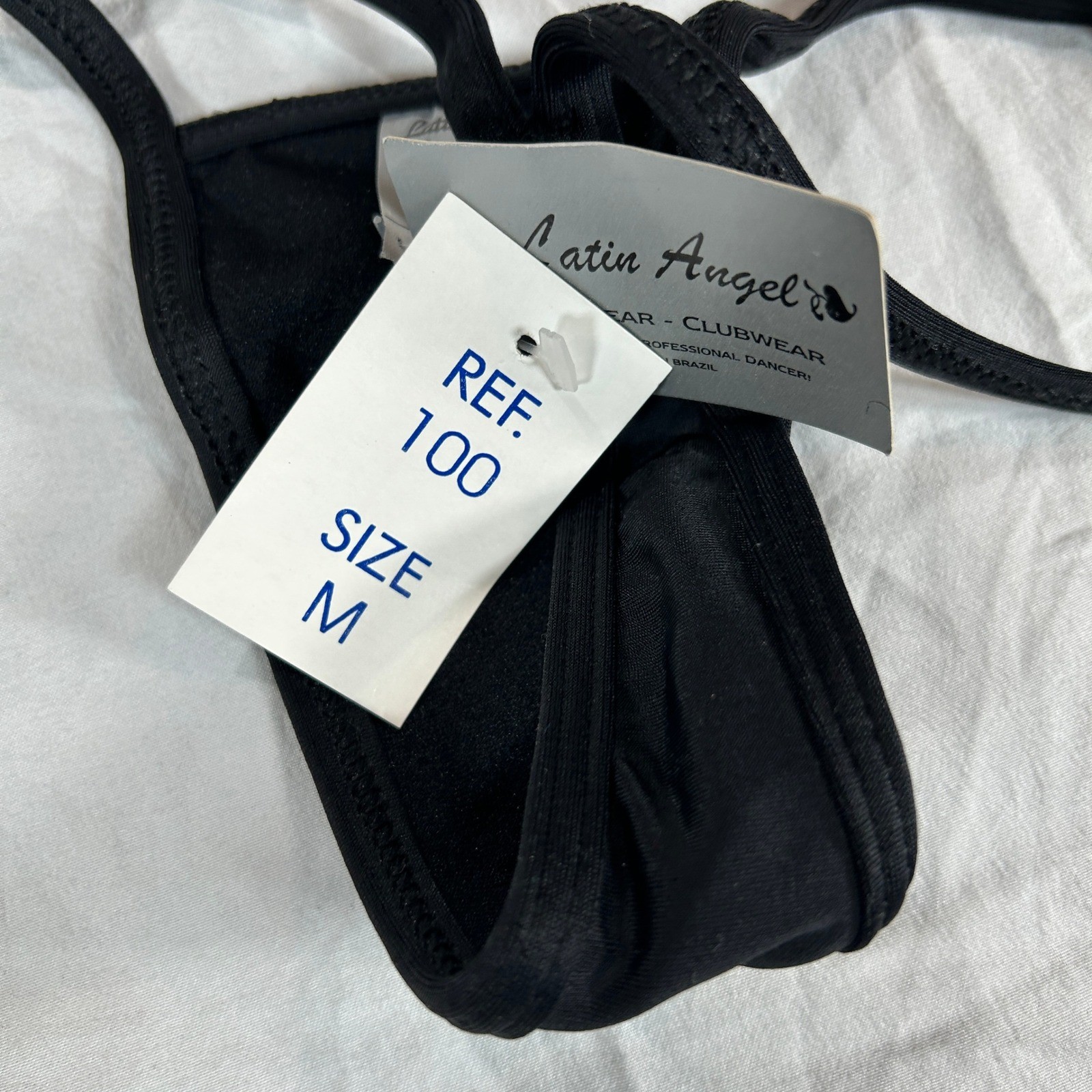 Latin Angel VTG Black Adjustable G-String Thong Dancewear Size M REF 100 NWT