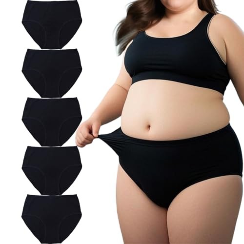 Women’s Cotton Underwear Plus Size XL-5XL 4X-Large 5 Pack Plus Panties Black