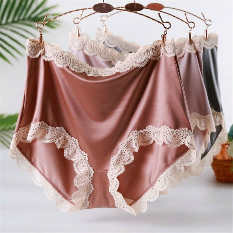 New Comfortable Satin 1 Pc High Waist Silky Ladies Briefs Boxer Knicker Women
