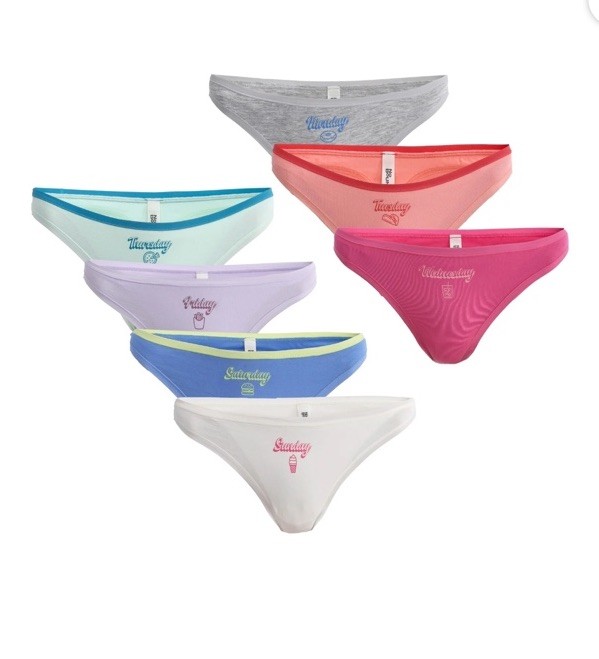 No Boundaries Women’s 7 Pack Days of the Week Mid Rise Thongs Size XXL (20)