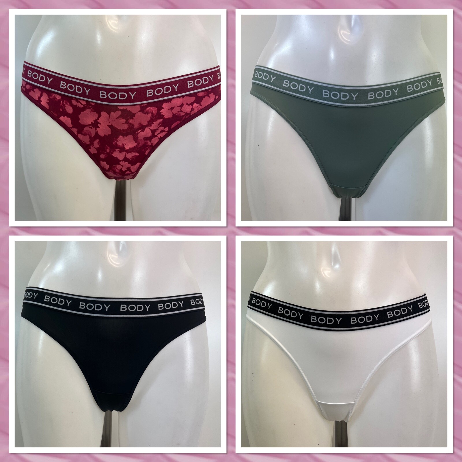 Ex Ex M&S Body No VPL Thong 4 & 6 Pack Green Raspberry Black White 6-18