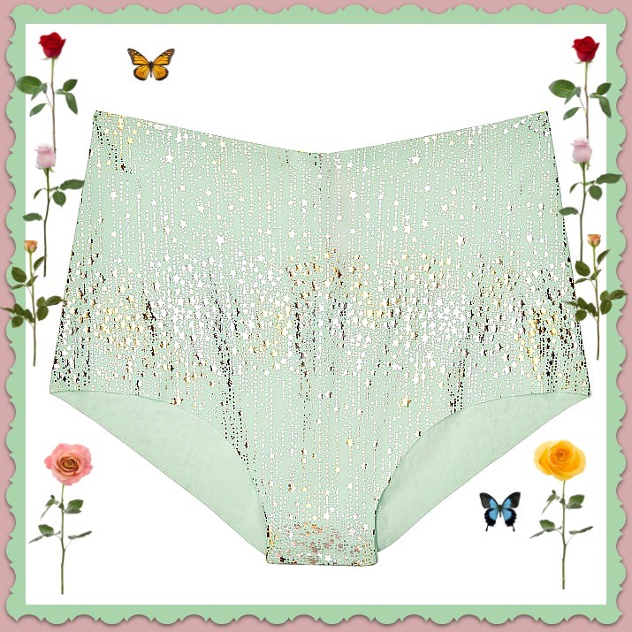 XL Green Star Foil Metal NOSHOW Seamless Victorias Secret High Waist Brief Panty