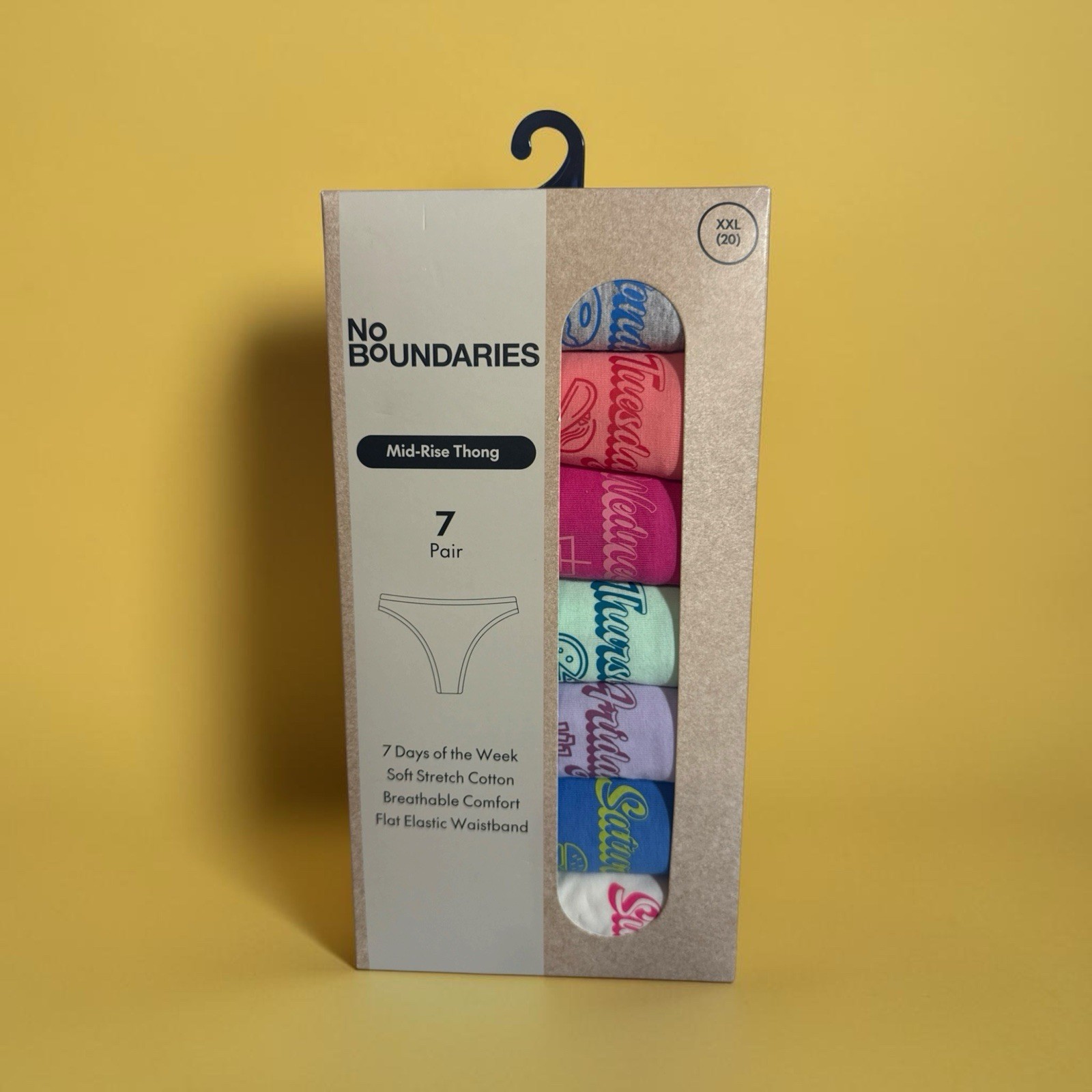 Womens ‘Day of the Week’ Thong Panties Size 2XL (20) -7 Pairs NWT