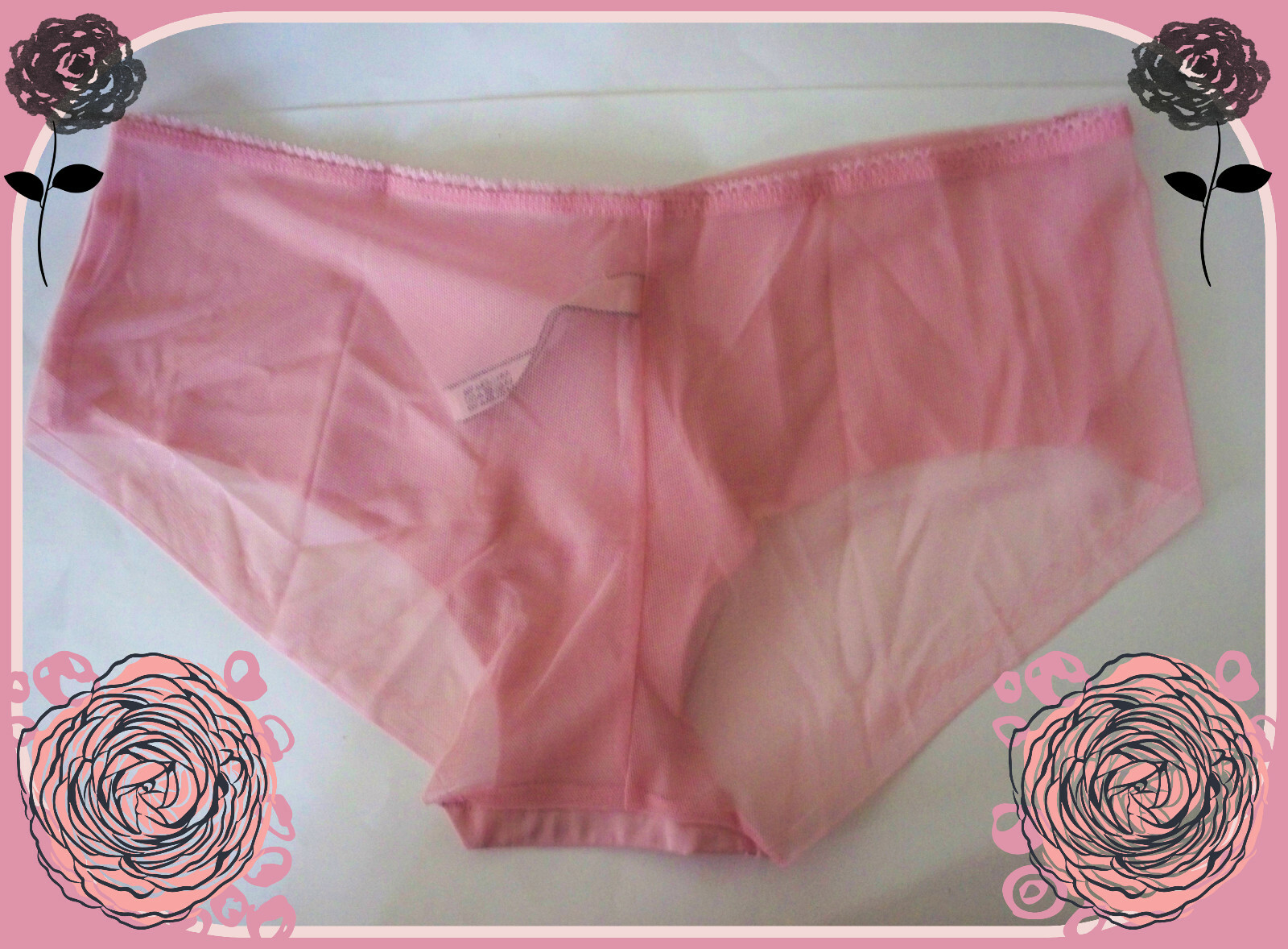 M L Soft Spring Pink Victorias Secret NoShow LOGO Mesh FULLBack Hiphugger Panty