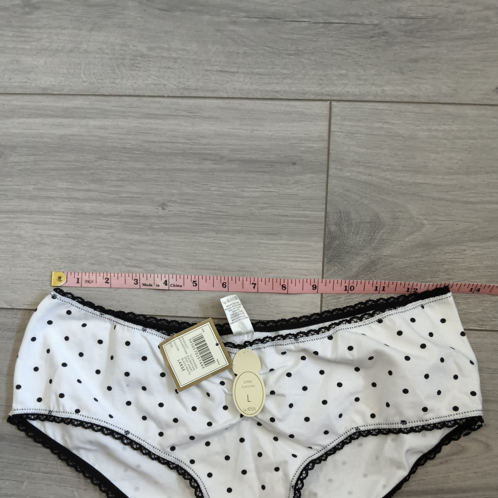 BNWT Vintage La Senza Black & White Dalmation Spot Shorts Style Panties Sz Large