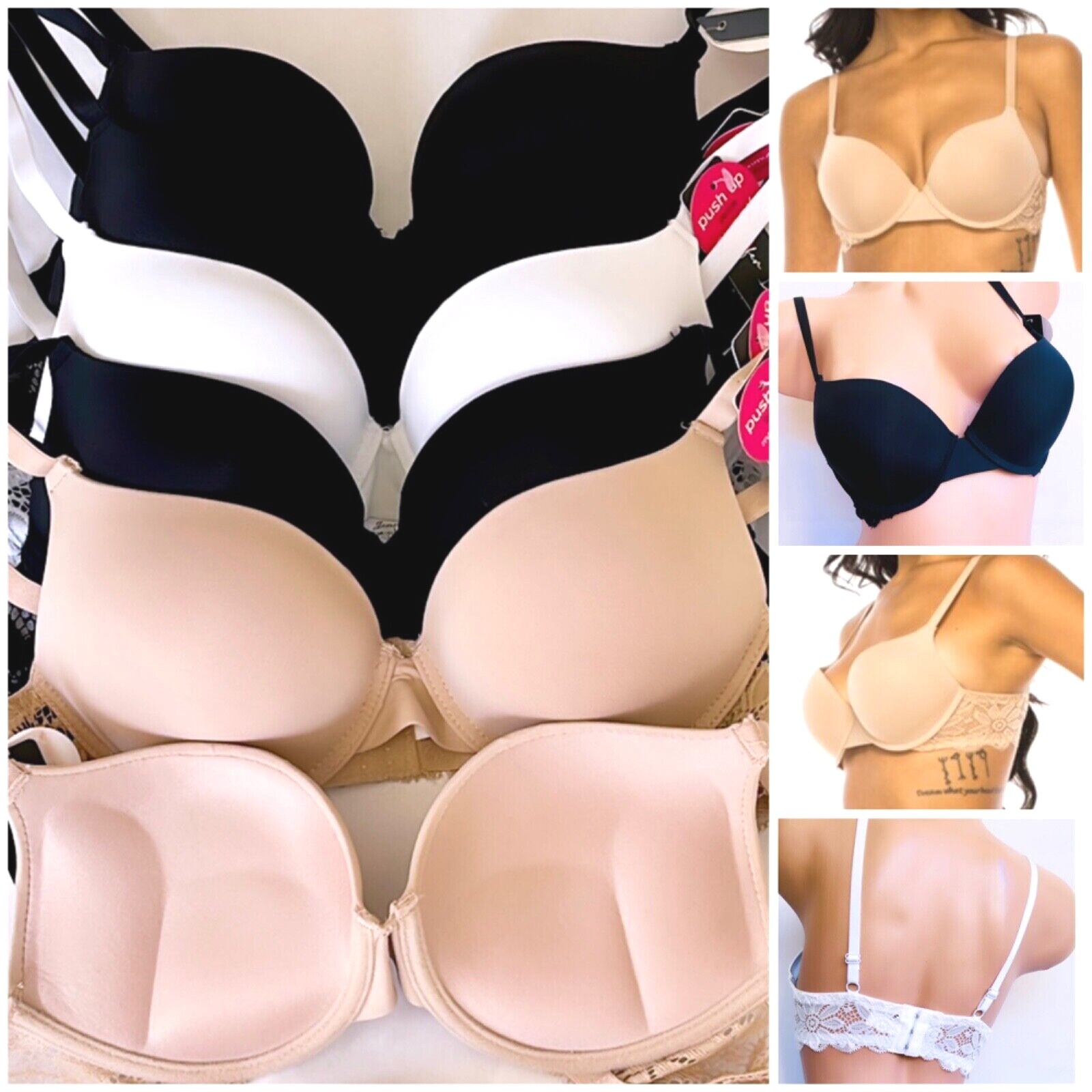LOT OF 3 Women Bras Maximum Lift Extreme Padding Push up Bra Add 2 Cup Size 8355