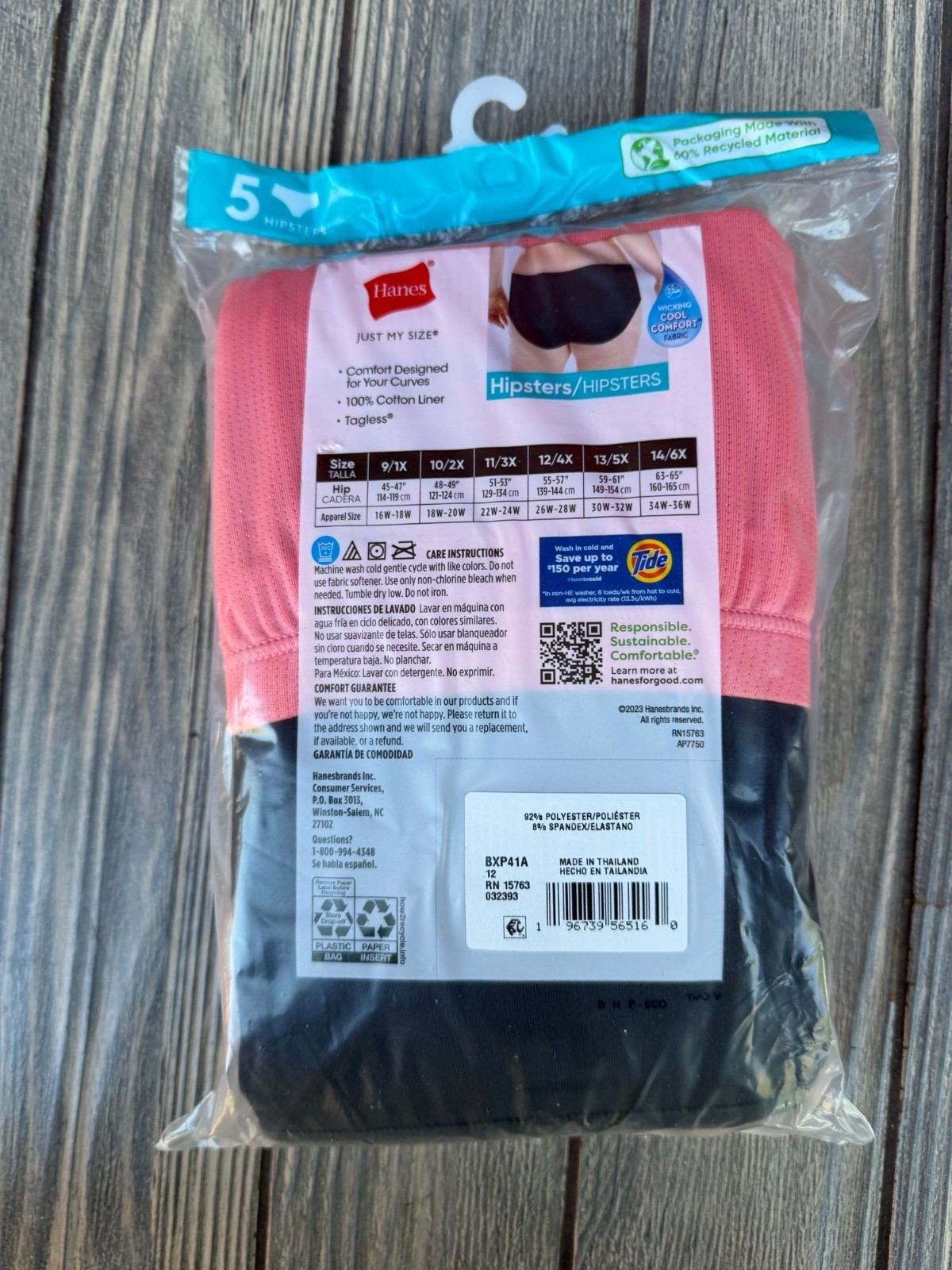 Hanes Womens Breathable Mesh Tagless Hipsters 5-Pack Size 12/4X
