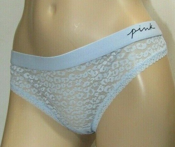 Victoria’s Secret Pink Thong Panties Animal Print Lace Blue Size Large NWT