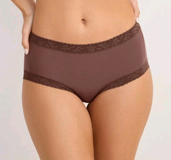 Jockey Womens 2 Pair Supersoft Stretch Lace Brief 9/XXL Tuscan Brown Modal Blend