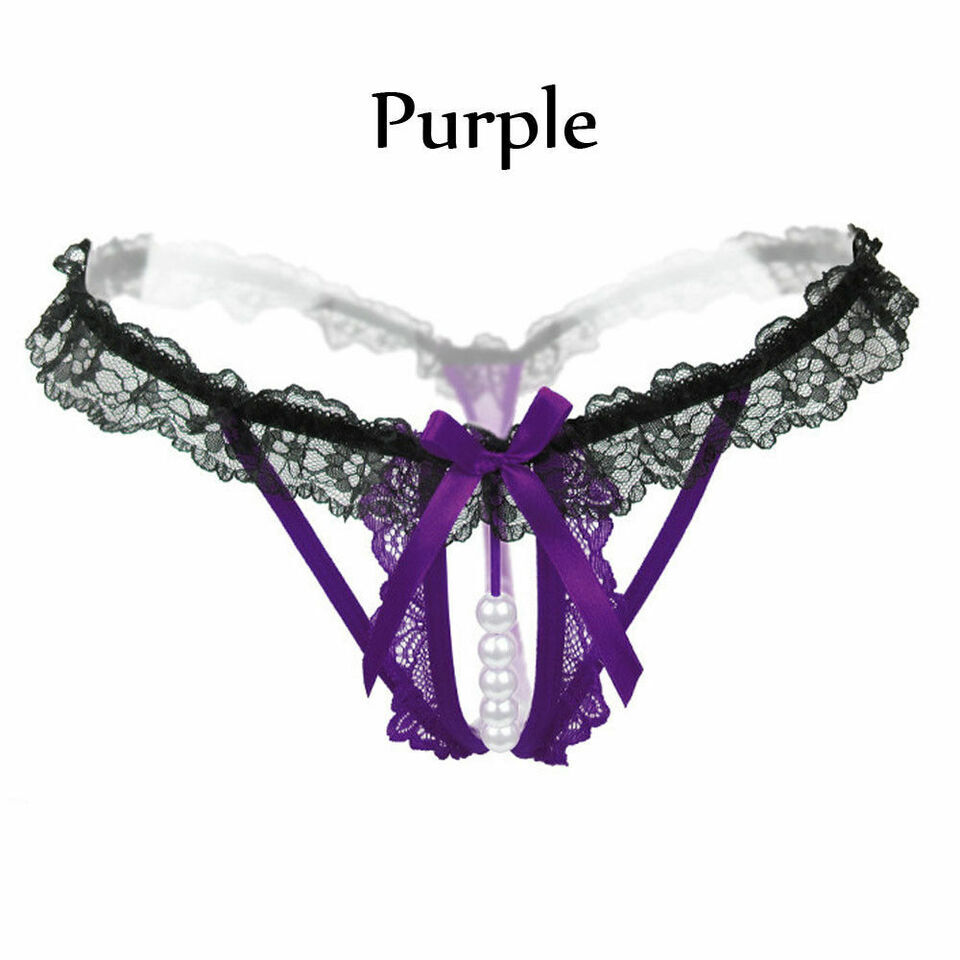 Sexy Womens Crotchles Pearl Panties Lace Thongs G-string Underwear T-back Panty