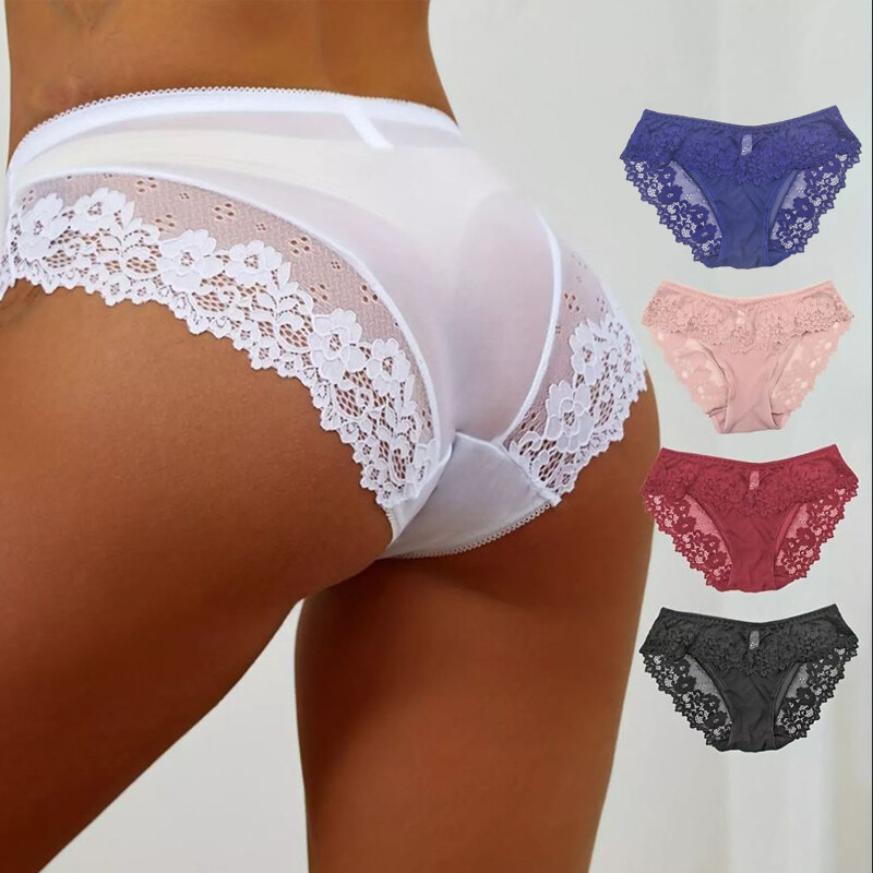 5 Pack Lot Sexy Womens Lace Sheer Panties Briefs Lingeries French Lady Underwear
