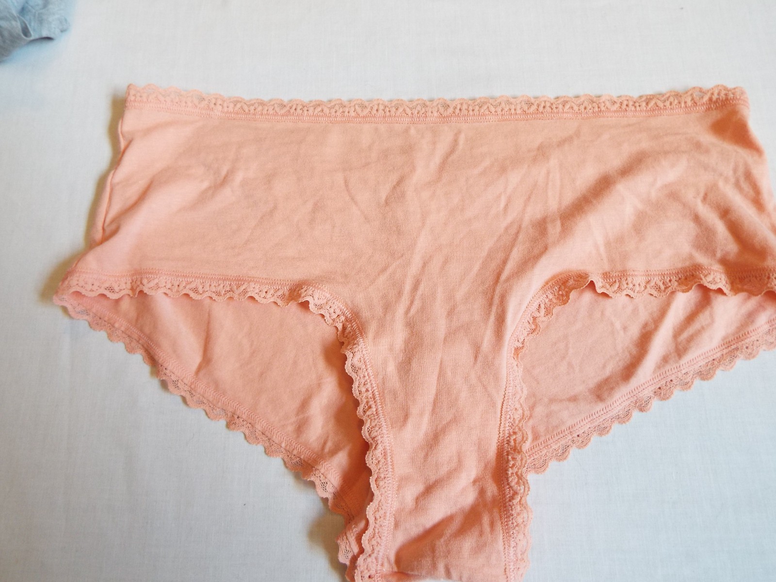NWT Victoria’s Secret Lace Trim Cotton Lace Waist Cheeky Panty Just Peachy XL
