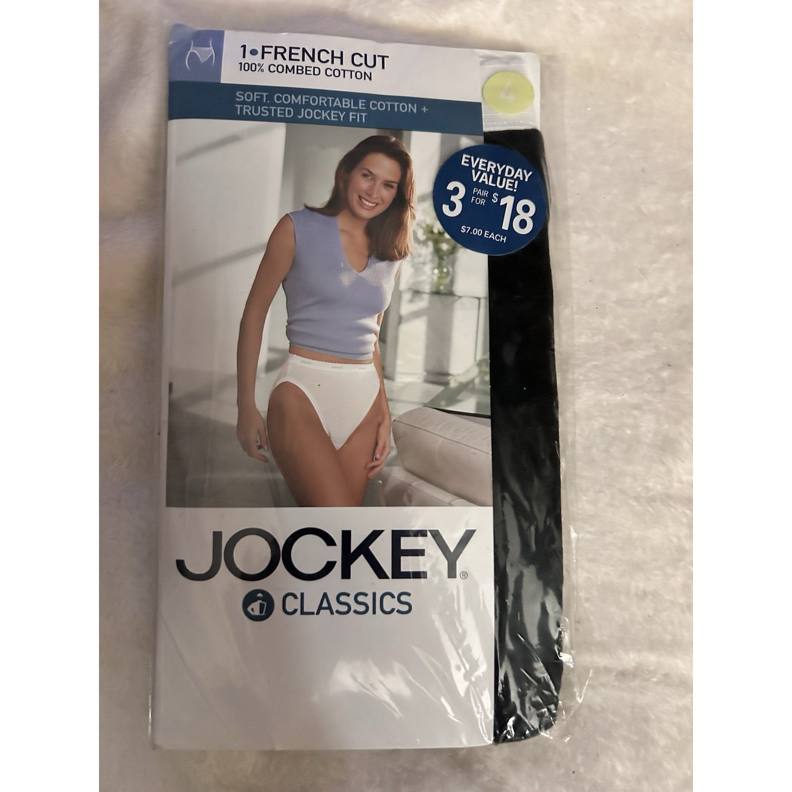 Vintage Jockey Classics French Cut Panties Women Size 4 Black Cotton 2003 New