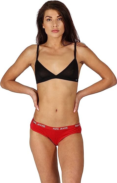 Pepe Jeans Women Brief GINA pack of 3 X Small – Multiple colours RED/GREY/BLACK