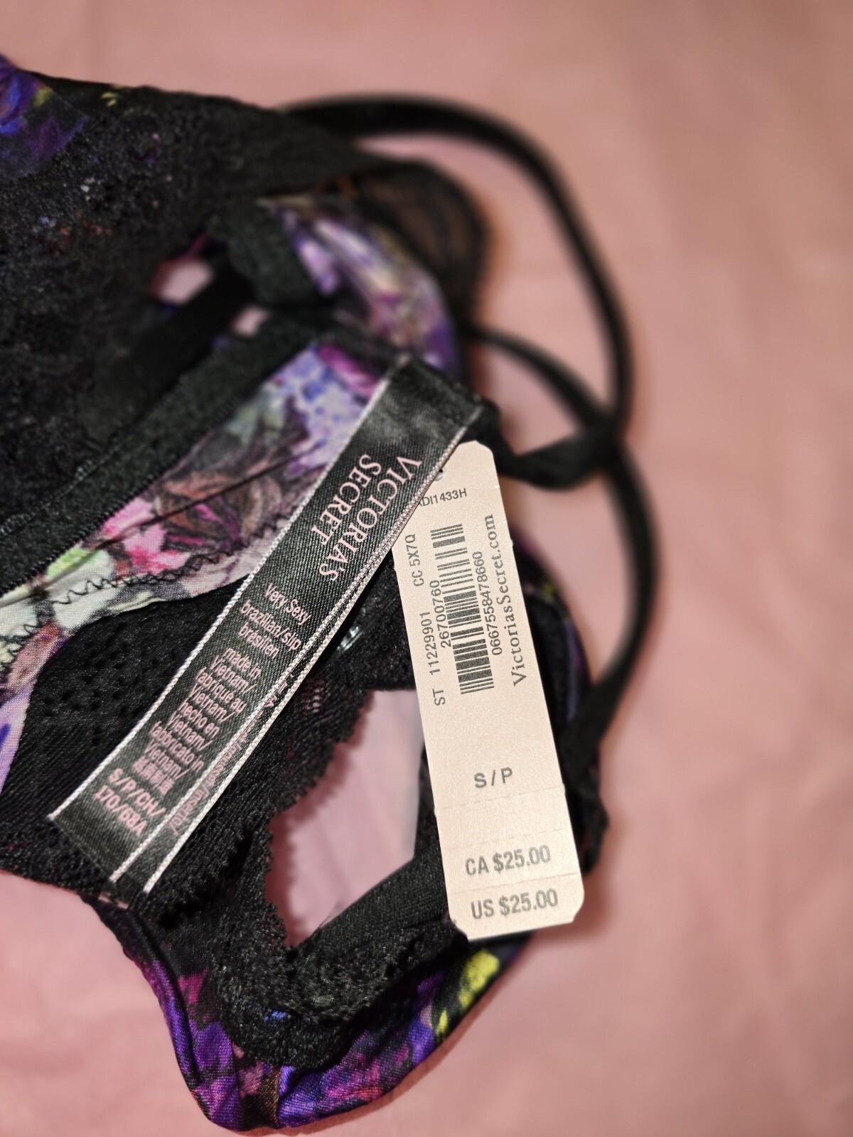 Victoria’s Secret Small Butterfly Black Strap Bling Brazilian Panties Panty