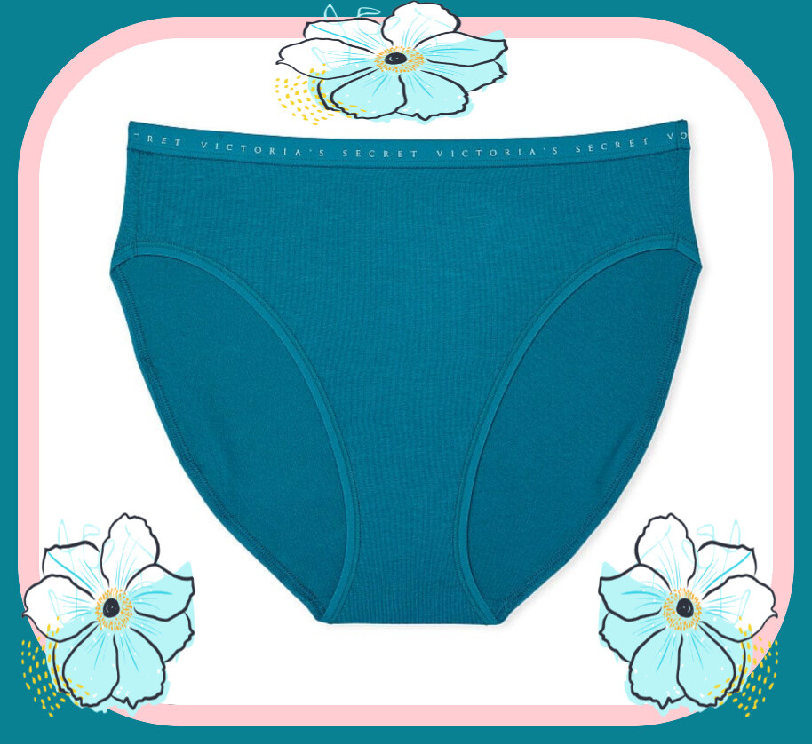 M L XL XXL Blue Tide Stretch Cotton Victorias Secret High-Leg Waist Brief Pantie