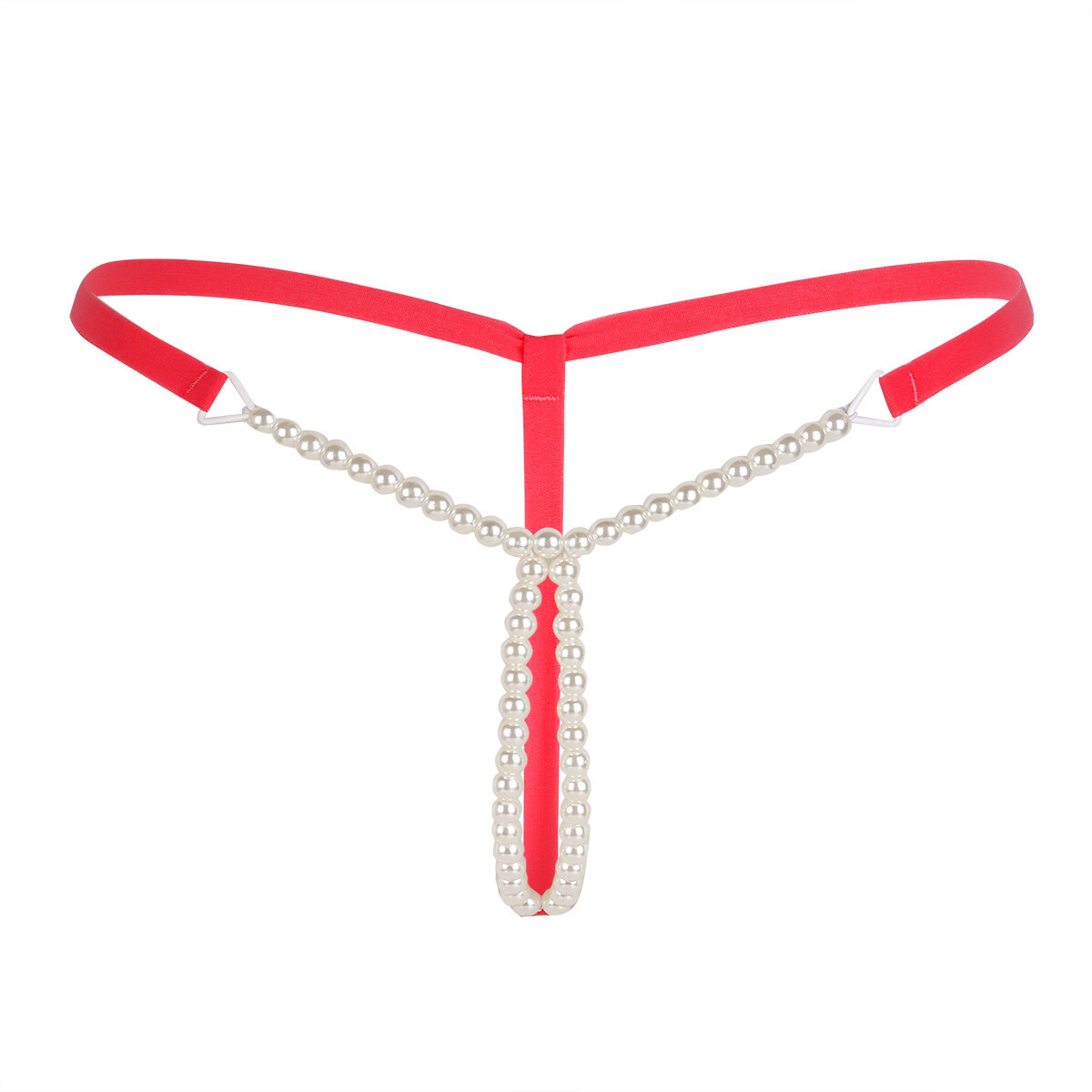 Fashion Women Sexy Underwear Cutout Pendant Pearl Beads Embellished G-String