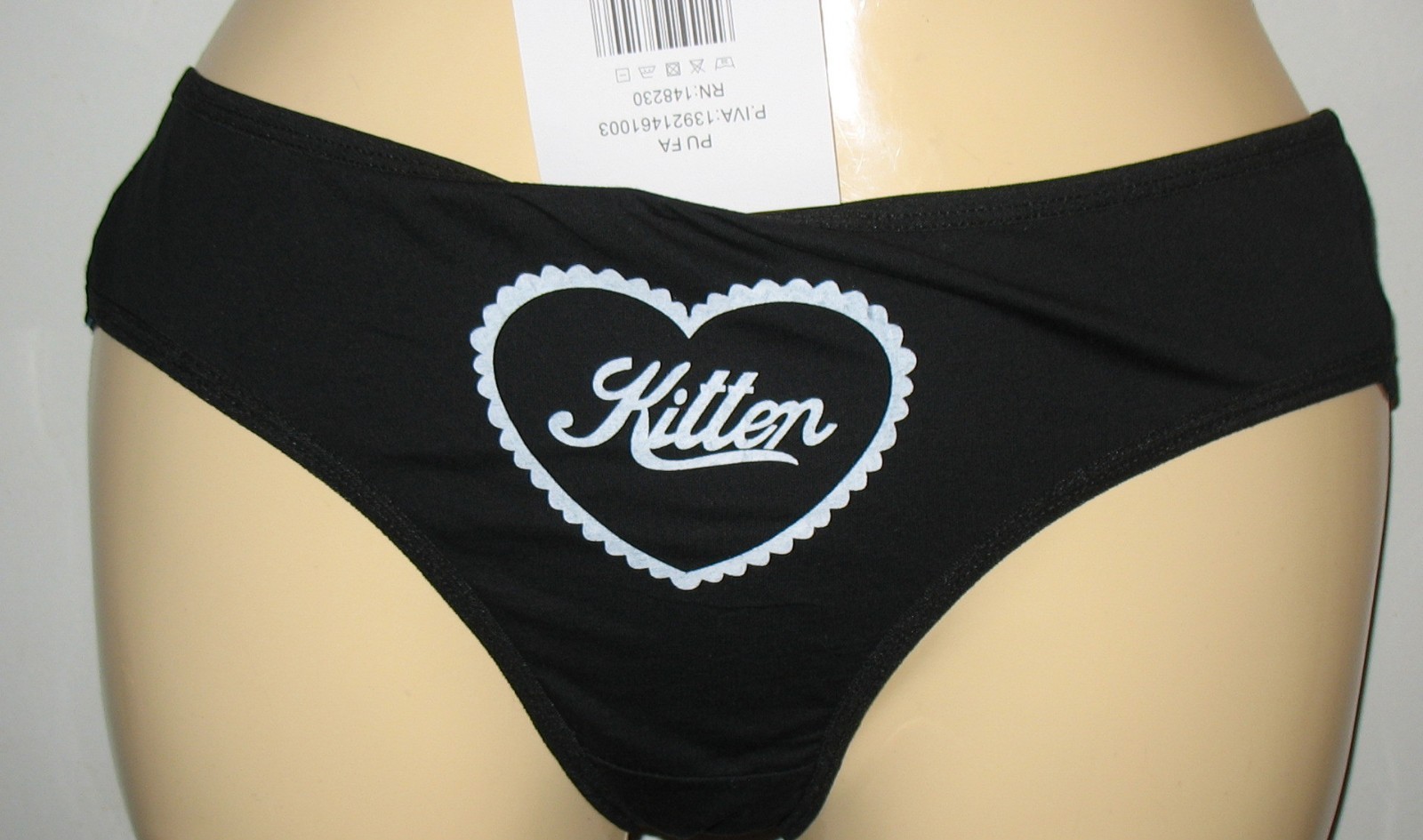 PANMANNI – NEW – SIZE: XL – BLACK – COTTON STRETCH PANTY ” KITTEN ” ON FRONT