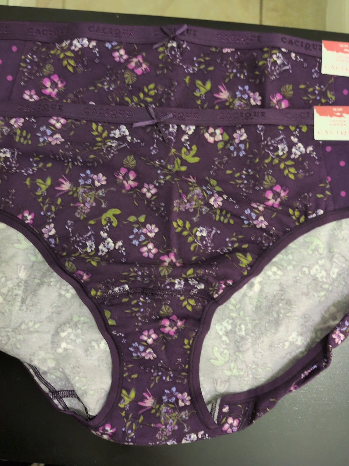 Lane Bryant 18/20 Cotton Hipster SET 2 NEW W TAG Purple Ditsy Floral Dot