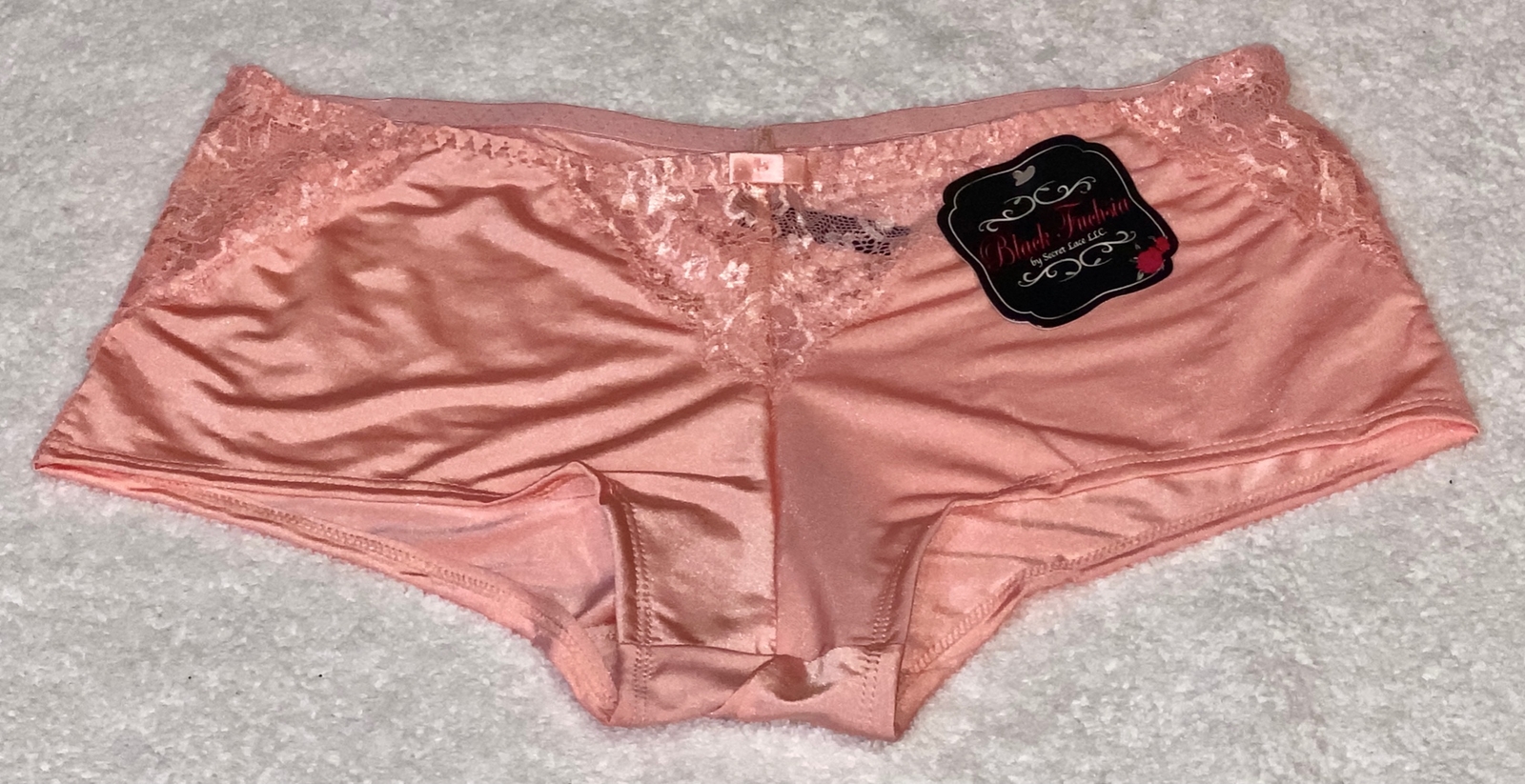BLACK FUCHSIA Lace Inset Coral Boyshort Panty NEW Womens Sz S 5 L 7 XL 8