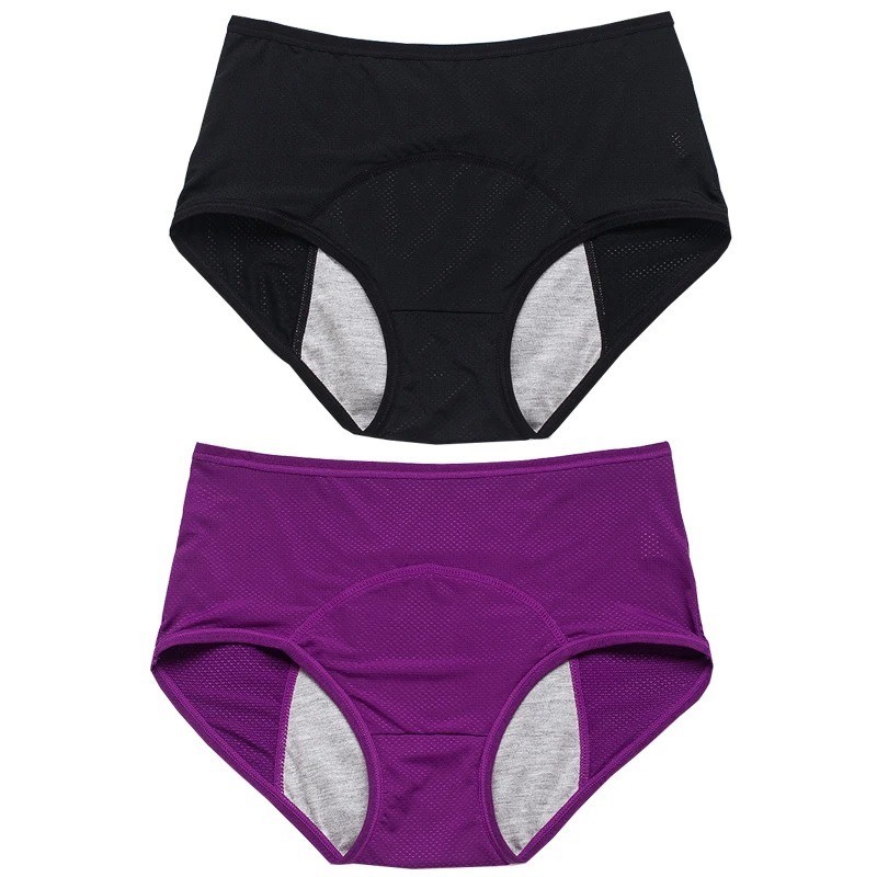 2Pcs Period Underwear Leak Proof Menstrual Panties Women Ice Silk Safety Briefs