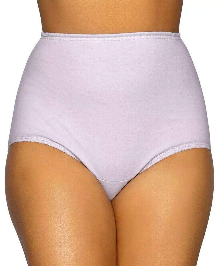 3 Pairs VANITY FAIR $30 Blue, Mauve, White 100% Cotton Brief Panties 15320 7 / L