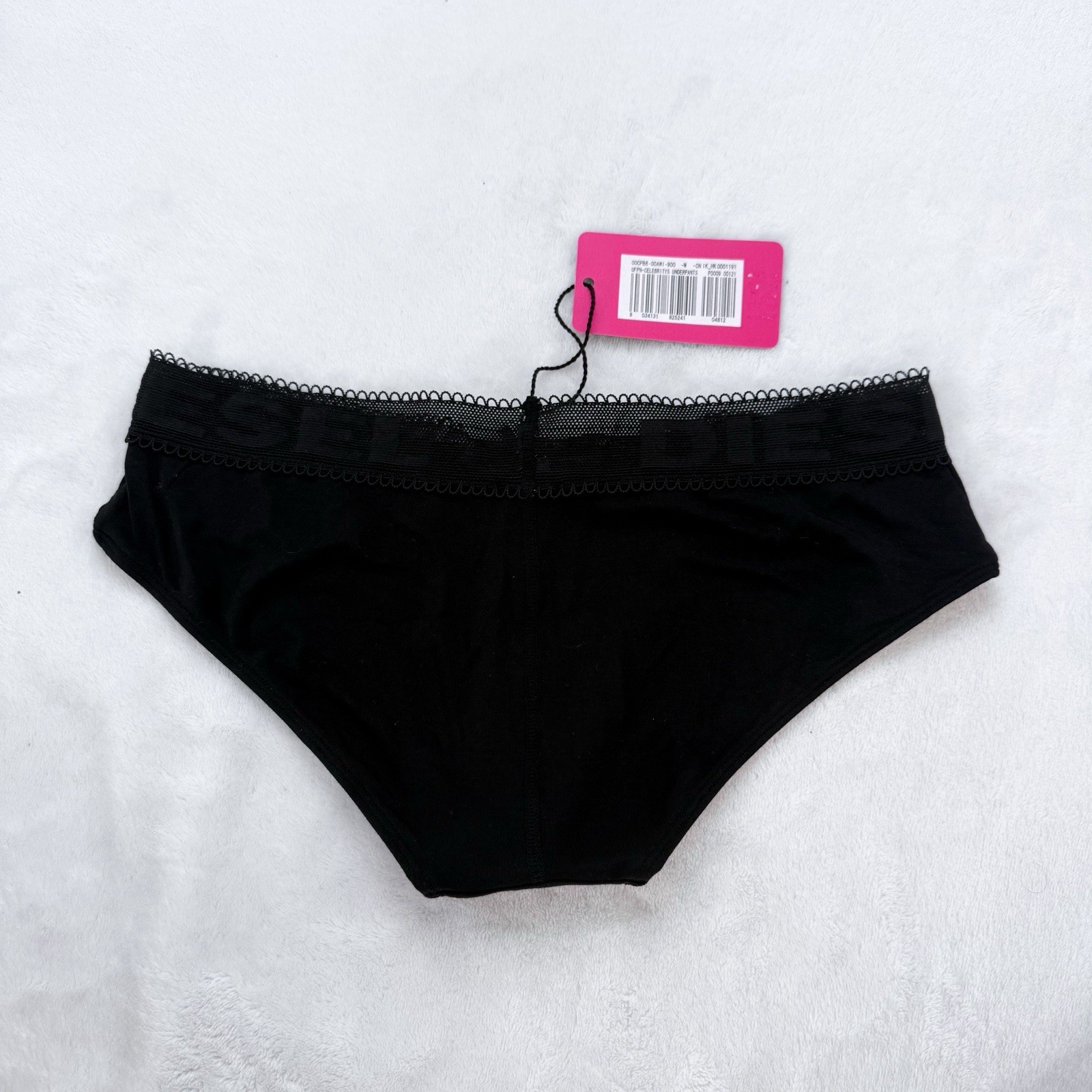 Diesel Vintage Black Fabric/Lace Bikini Panties Medium Deadstock NWT Cute Sexy