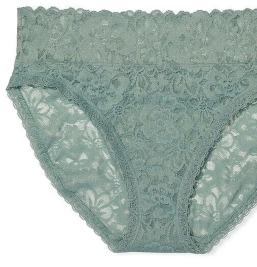 XL SeaSalt Green THE LACIE Full Floral Lace Victorias Secret HighLeg Brief Panty
