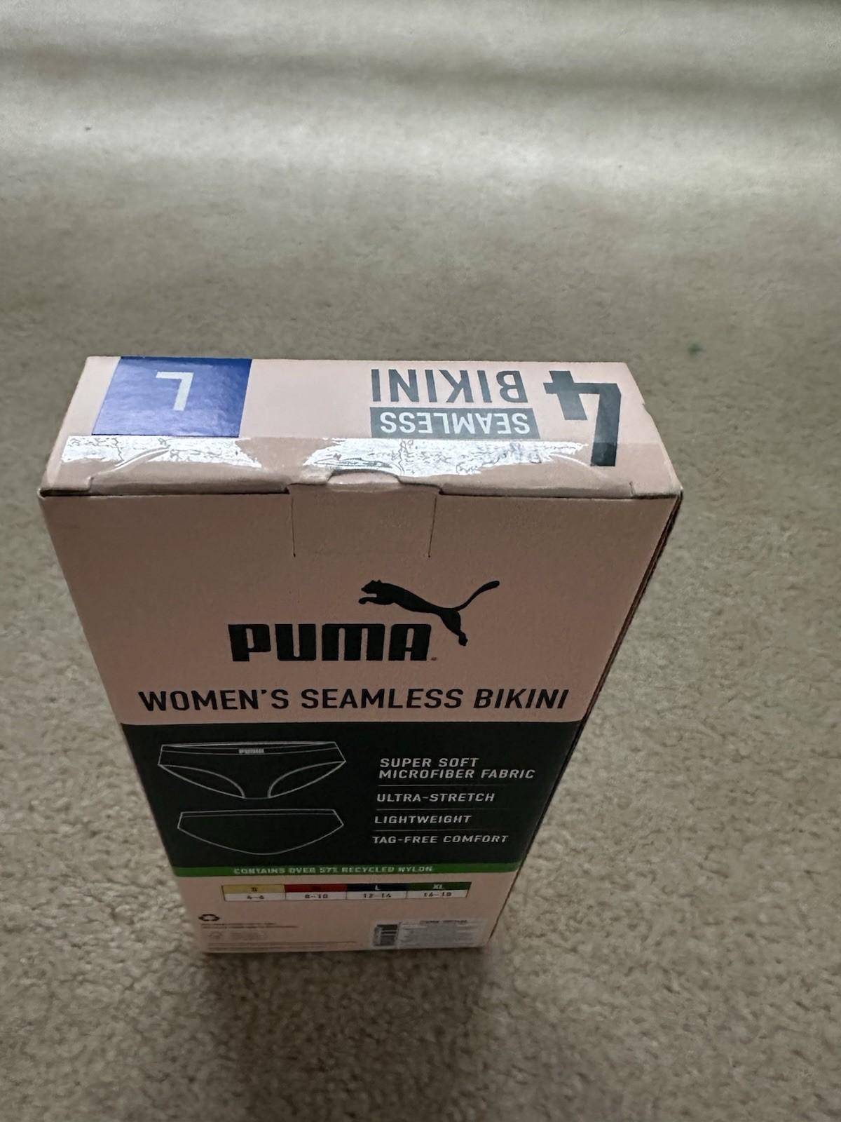 PUMA Women’s Seamless Bikini Underwear | Pink/Blue/Black/Gray | Large