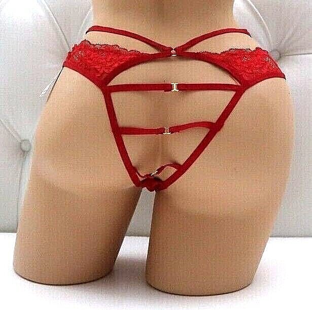 Victoria’s Secret VS Fishnet Floral Open Back Brazilian Panty Red S M L XL XXL