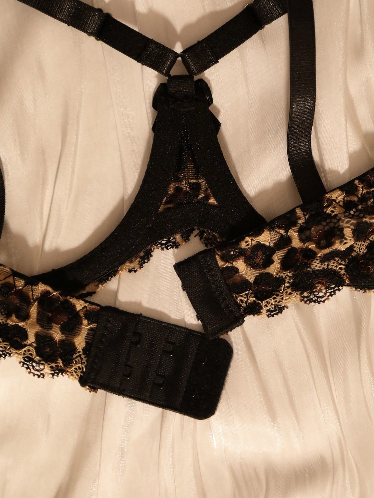 Leopard Print Lace Patchwork Mesh Thong Panties Set For Ladies Cheap24