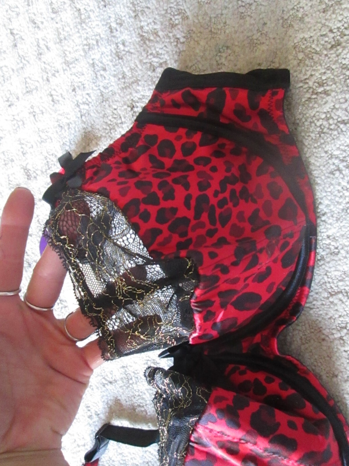 NWT We’ve Got You Covered Full Coverage Red Animal Print /Lace Cacique Bra 42DD