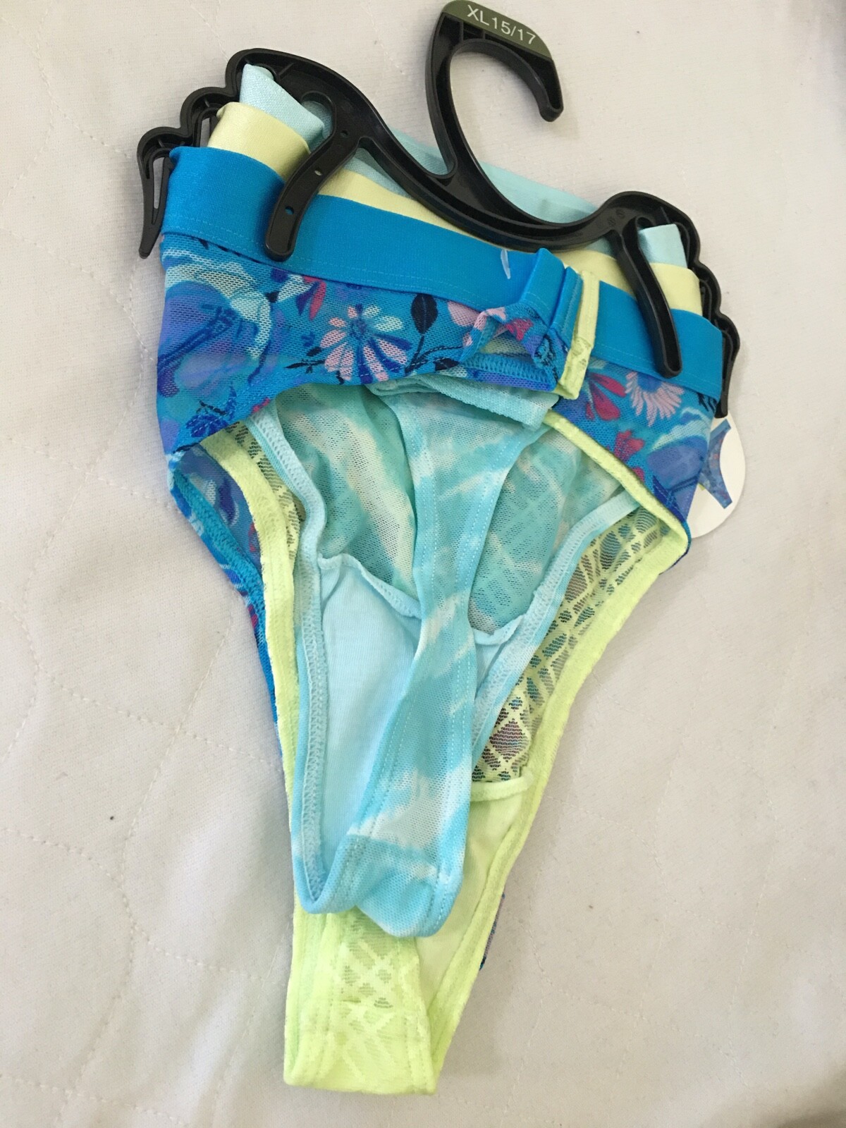 No Boundaries 3 Pairs Banded Thong Panties Mesh Designs Women Junior U pick