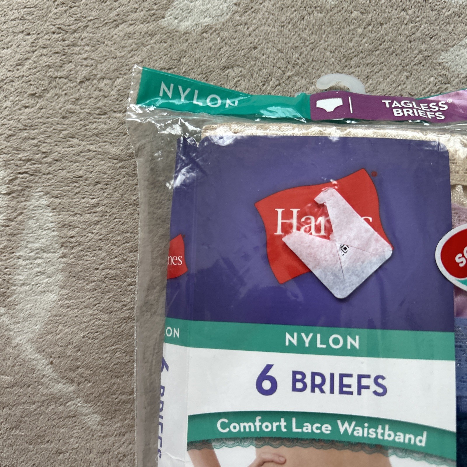 HANES NYLON BRIEFS LACE WAIST COTTON LINER TAGLESS 6 PACK WOMEN’S SIZE 8