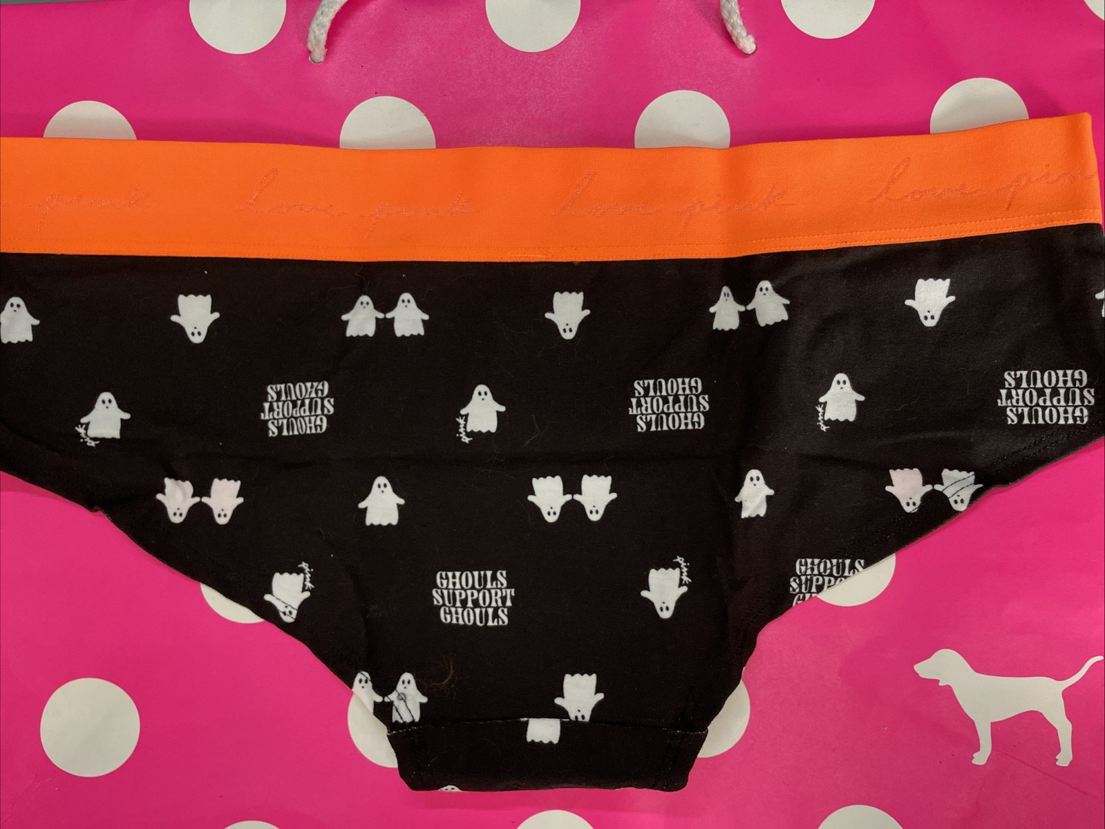 2021 Vintage Victoria’s Secret PINK Wide Band Hipster Panties L Ghost Halloween