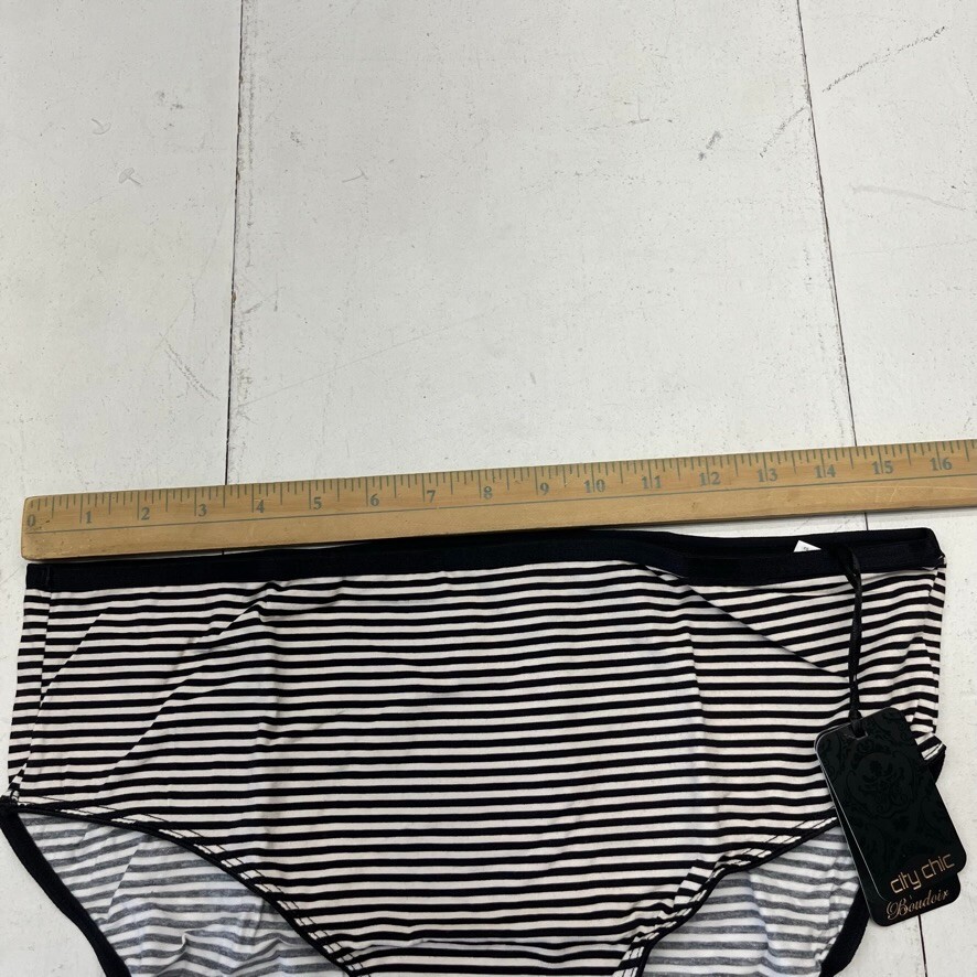 City Chic Black & White Striped Classic Brief Underwear Women’s Size Small NEW