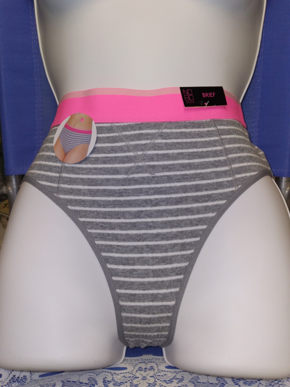 NOBO HI LEG & WAIST SYRIPED COTTON SZ.M NWT
