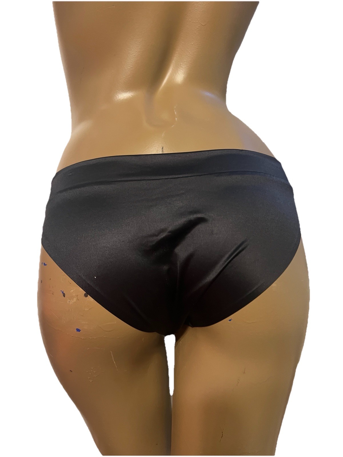 Juicy Couture Sissy Bikini Panty Black Liquid Satin Logo Panties Large L NWOT