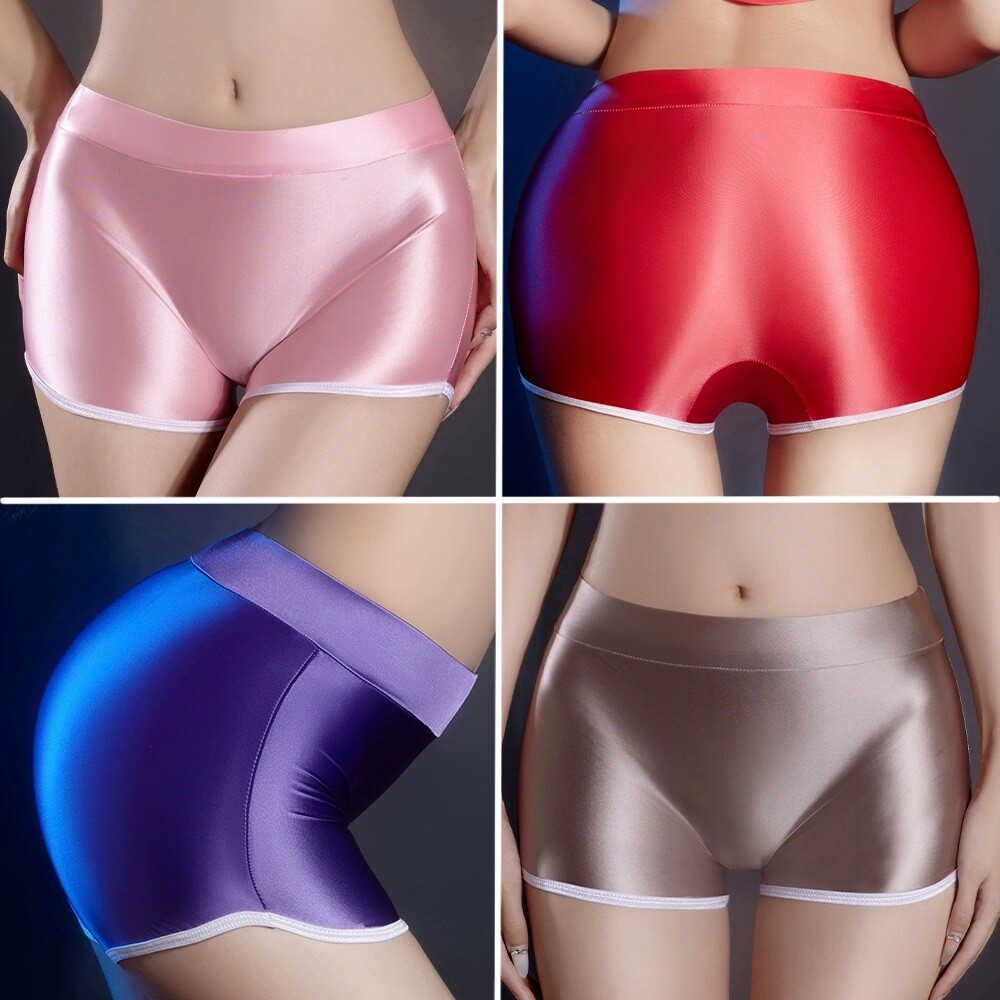 Women Seamless Shiny Booty Shorts Retro Shorts Sports Yoga Gym Running Hot Pants