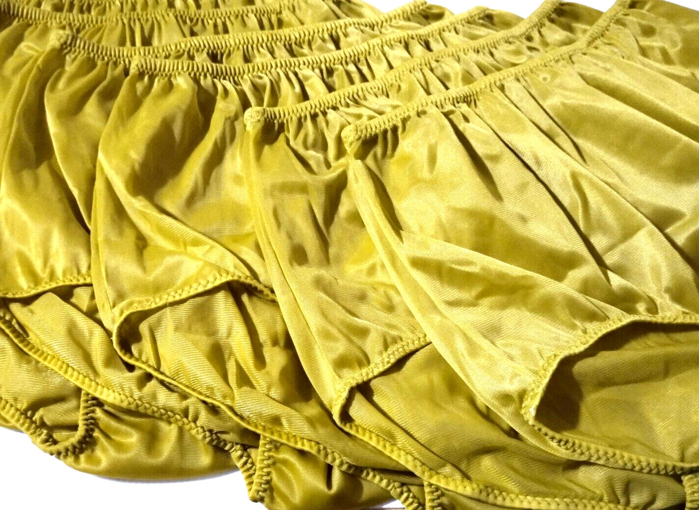 5 Nylon Panties/ High Waisted/ Double Nylon Layer Crotch/Dark Yellow/ XL