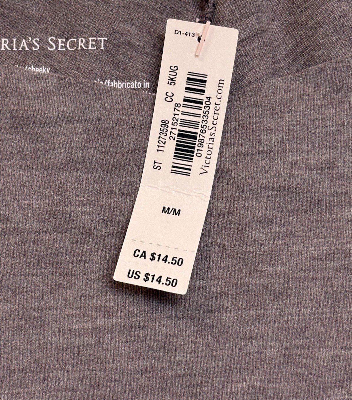 Victoria’s Secret Women’s Cheeky Panties Gray M Cotton/Elastane Logo P14