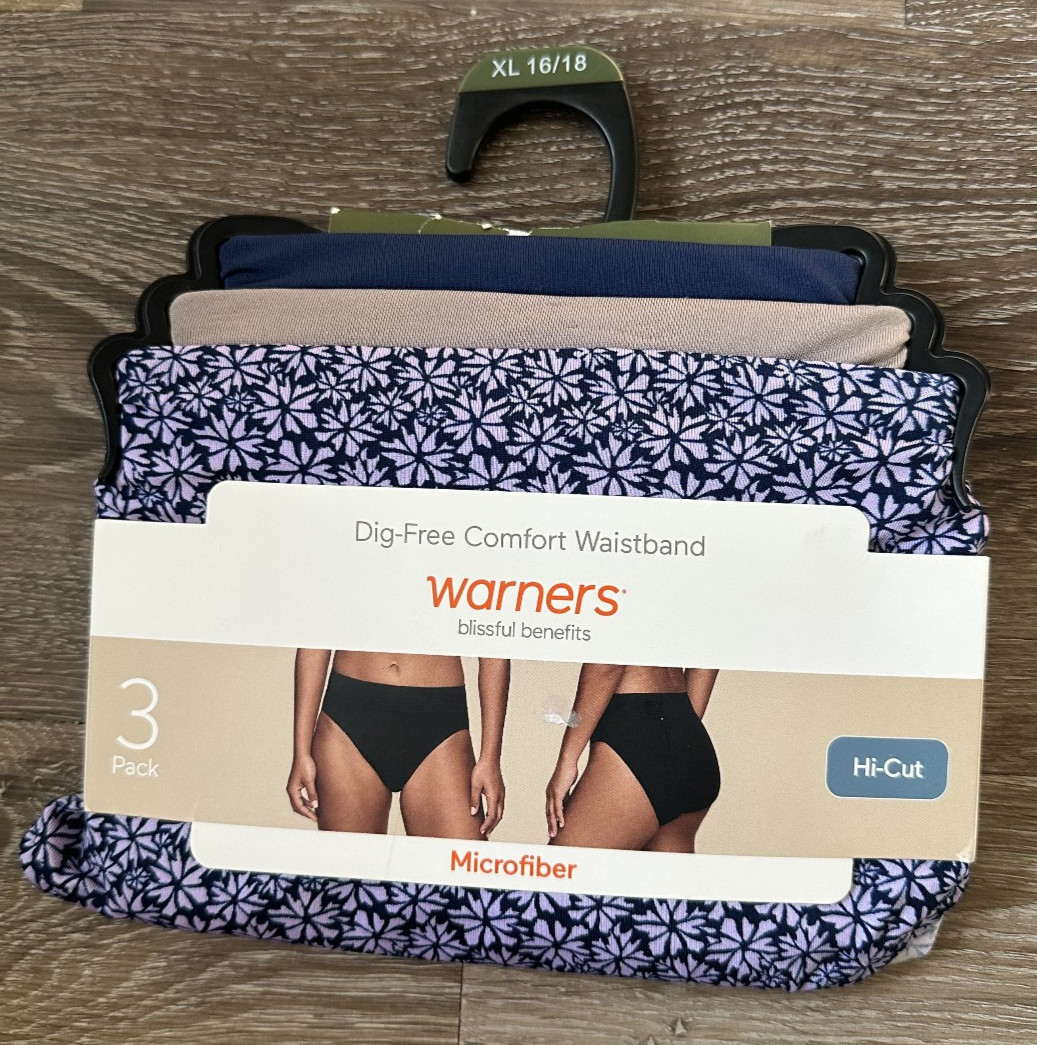 Warners Blissful Benefits Dig-Free Comfort Waistband Hi-Cut Underwear XL 16-18