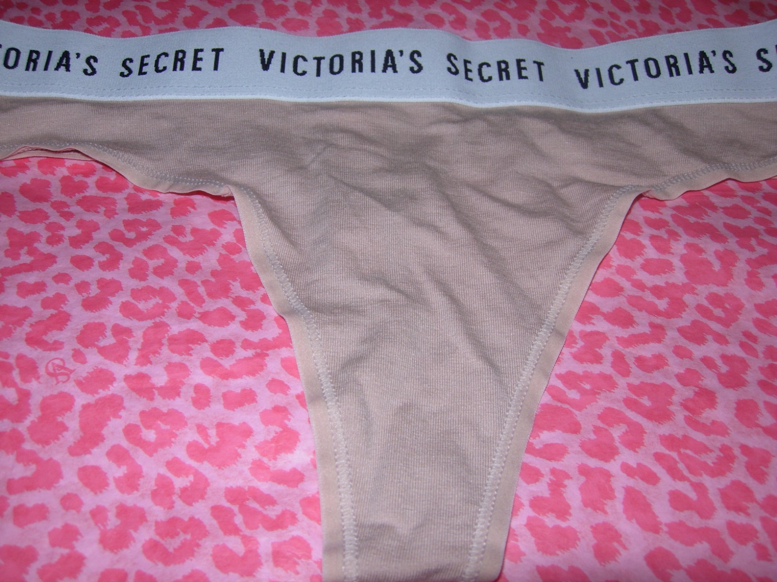 Victoria’s Secret Sexy Classic Logo Waistband Thong Pantie Beige XS XL NWT