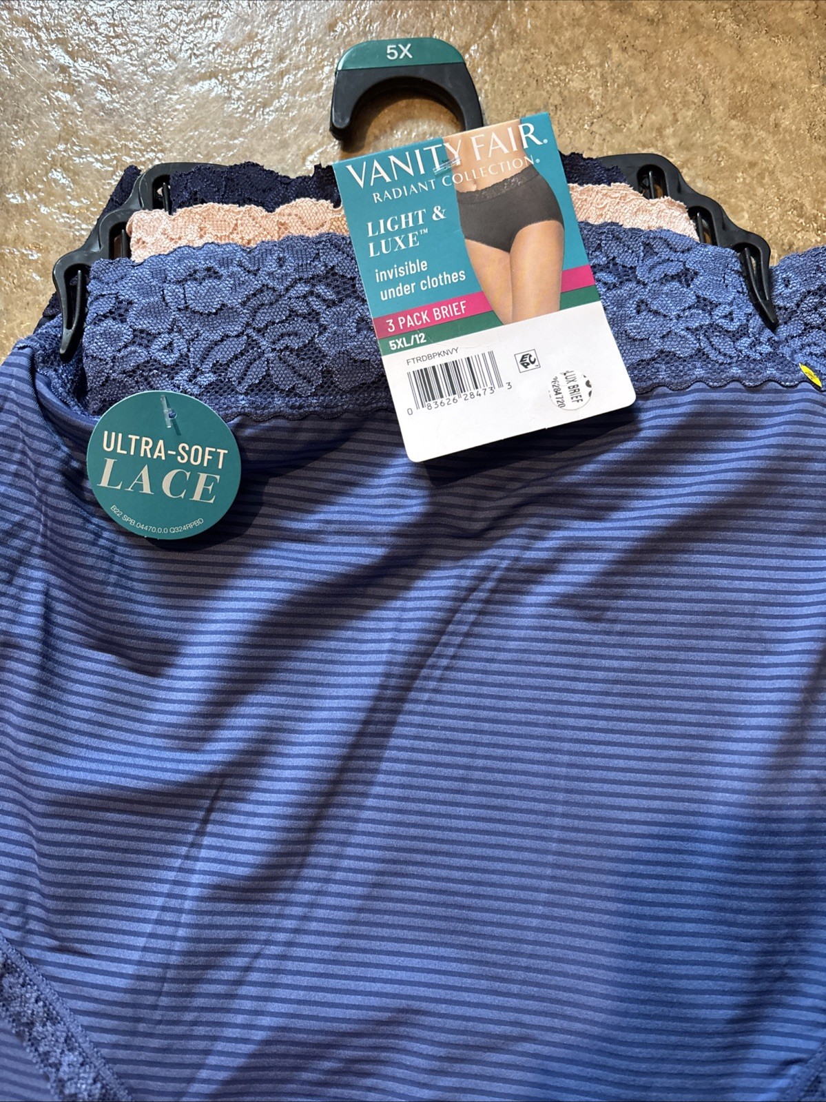 Vanity Fair Radiant Light & Luxe Soft Lace Brief Panties 3Pack Multiple Sz 5xl
