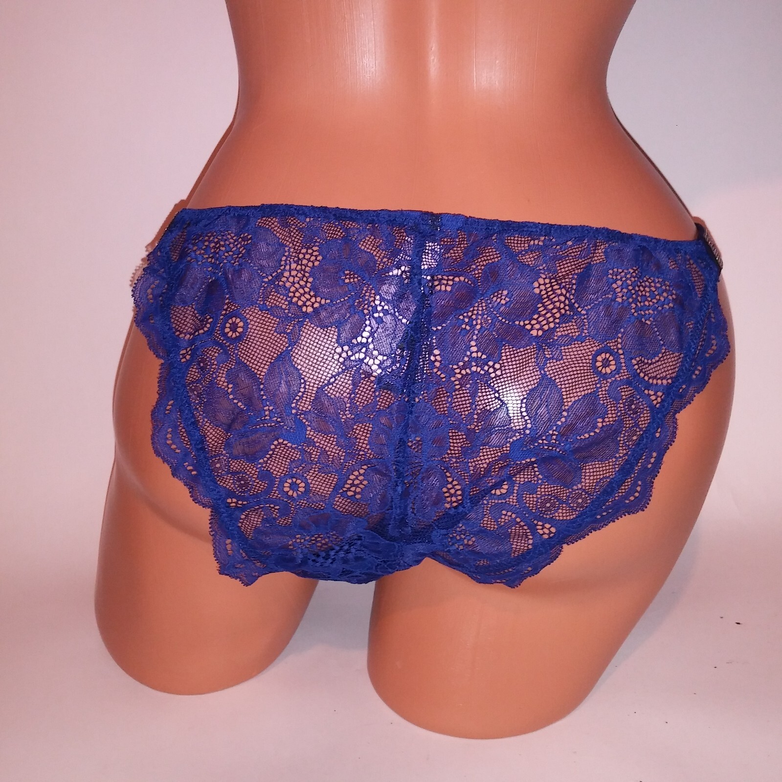 Victoria Secret Panty Bikini Shine Strap Navy Blue Logo Rhinestone Bling New