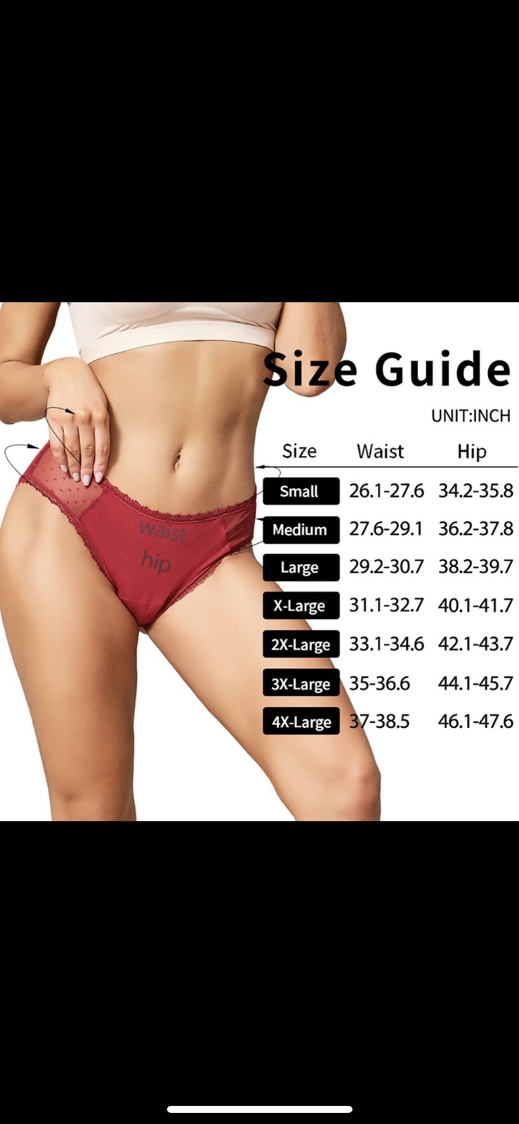 Menstrual Leakproof Panties Bamboo Fibre S,M,L,XL Black *See Photos* – WamBamBoo