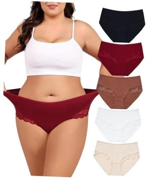 Plus Size Underwear 4X-Large Plus Wine Red + Black + Brick Red + Nude + White