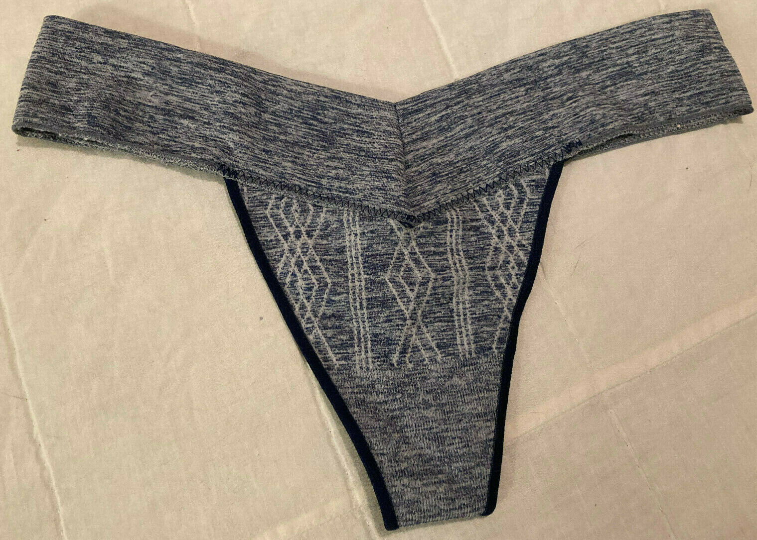 Flirtitude Womens Sexy Brand New Sapphire Blue & Gray S Small Thick Thong Panty