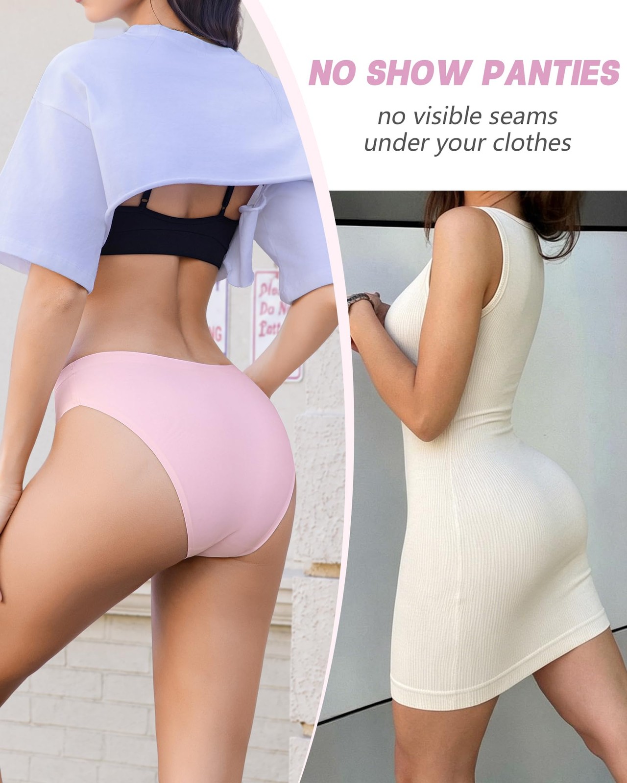 Womens Seamless Bikini Underwear Ice Silk No Show Panties Low Waisted Underwe…